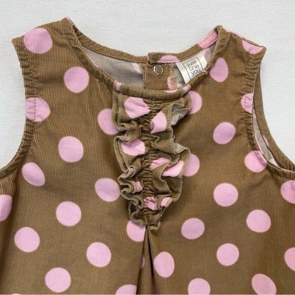 Carter’s Polka Dot Dress Brown Pink Corduroy Size 18 Months - Picture 2 of 7